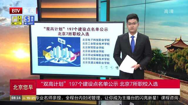 “双高计划”197个建设点名单公示 北京7所职校入选