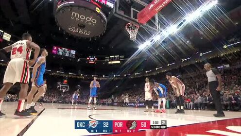 《NBA全场回放》【原声回放】雷霆vs开拓者第2节 亚历山大连线诺尔空切暴扣