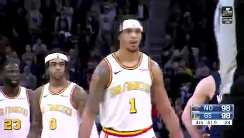 《NBA全场回放》【原声回放】鹈鹕vs勇士第4节 拉塞尔关键时刻连砍5分锁定胜局