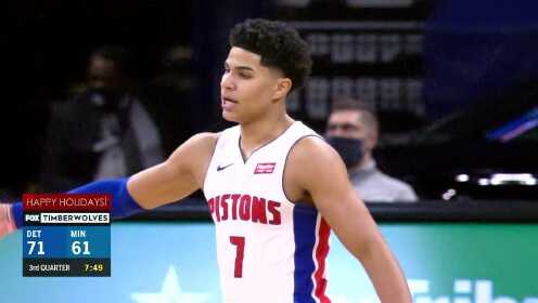 《NBA全场集锦》NBA常规赛：活塞vs森林狼 第3节英文原声回放
