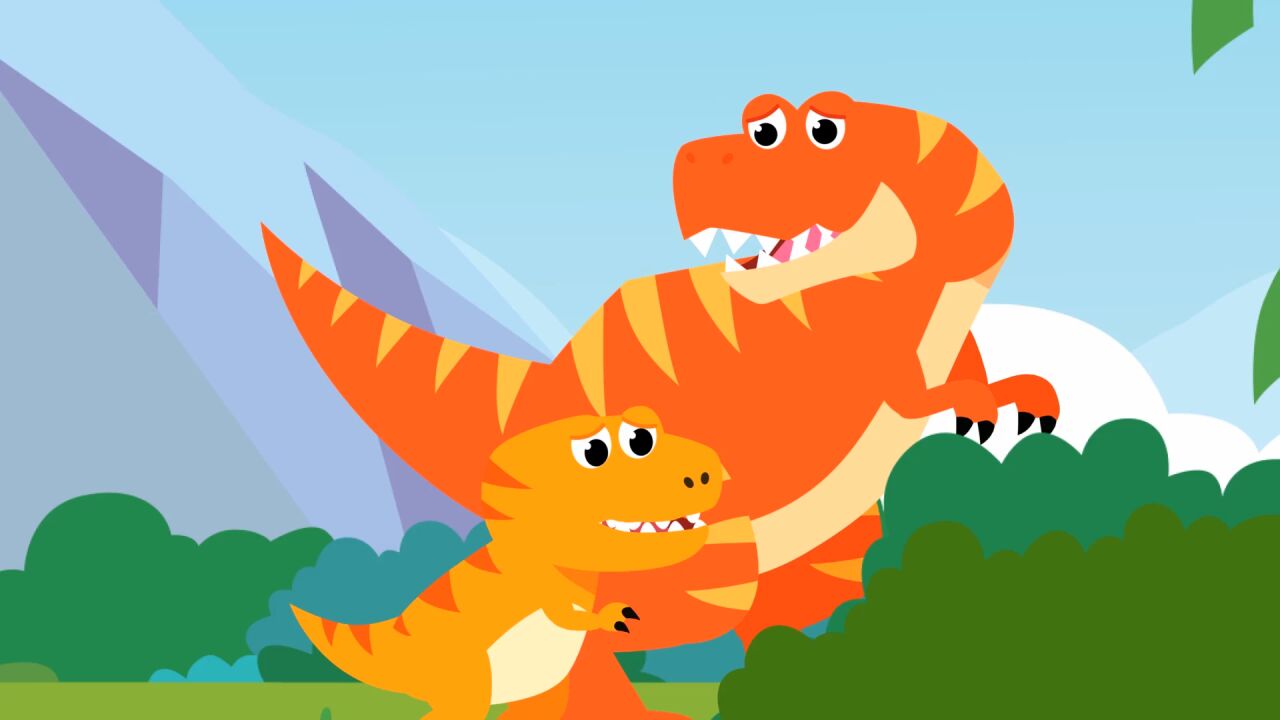 霸王龙妈妈教小霸王龙捕猎