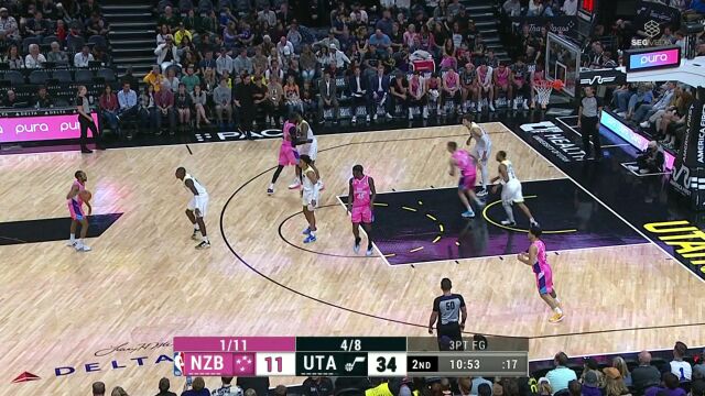 接球就投毫不犹豫！ 勒阿法三分接球出手稳稳命中