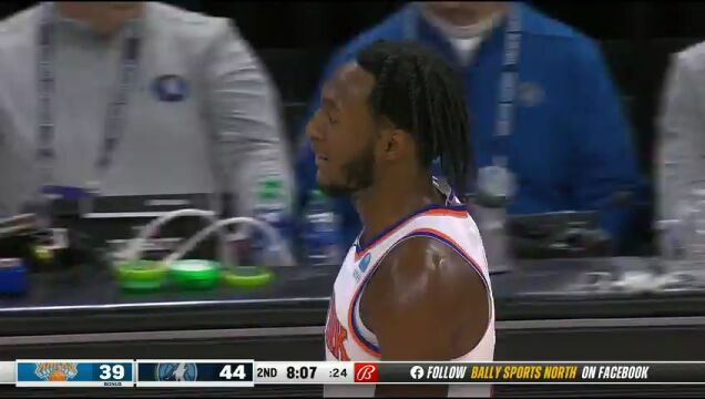 NBA常规赛：尼克斯vs森林狼第2节英文原声回放