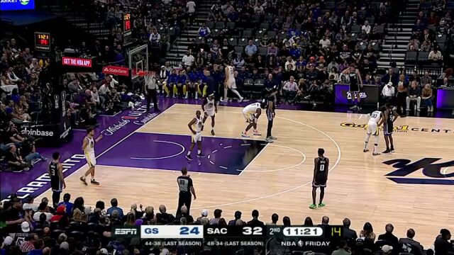 NBA常规赛：勇士vs国王第2节中文解说回放