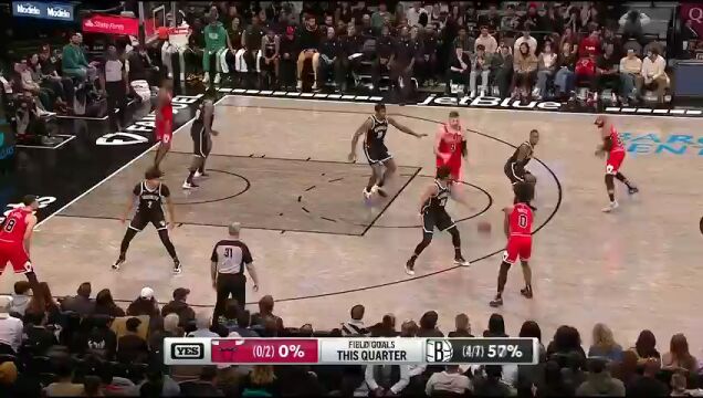 NBA常规赛：公牛vs篮网第2节英文原声回放
