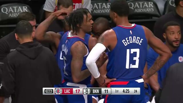 NBA常规赛：快船vs篮网第1节英文原声回放