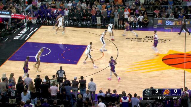 文班亚马两次协防成功 瓦塞尔借机连得5分