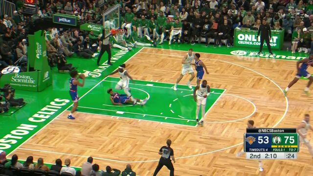NBA季前赛：尼克斯vs凯尔特人第2节英文原声回放