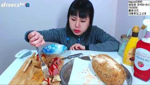 【韩国吃播】弗朗西斯卡吃巨型热狗餐后甜点