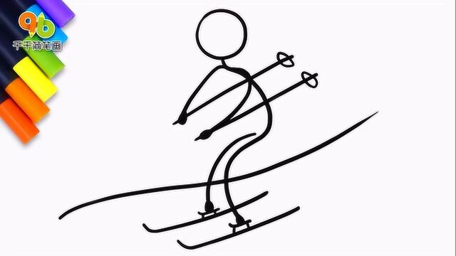 滑雪的人简笔画火柴人图片