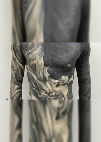 岳阳新刺客纹身作品黑臂之升云龙