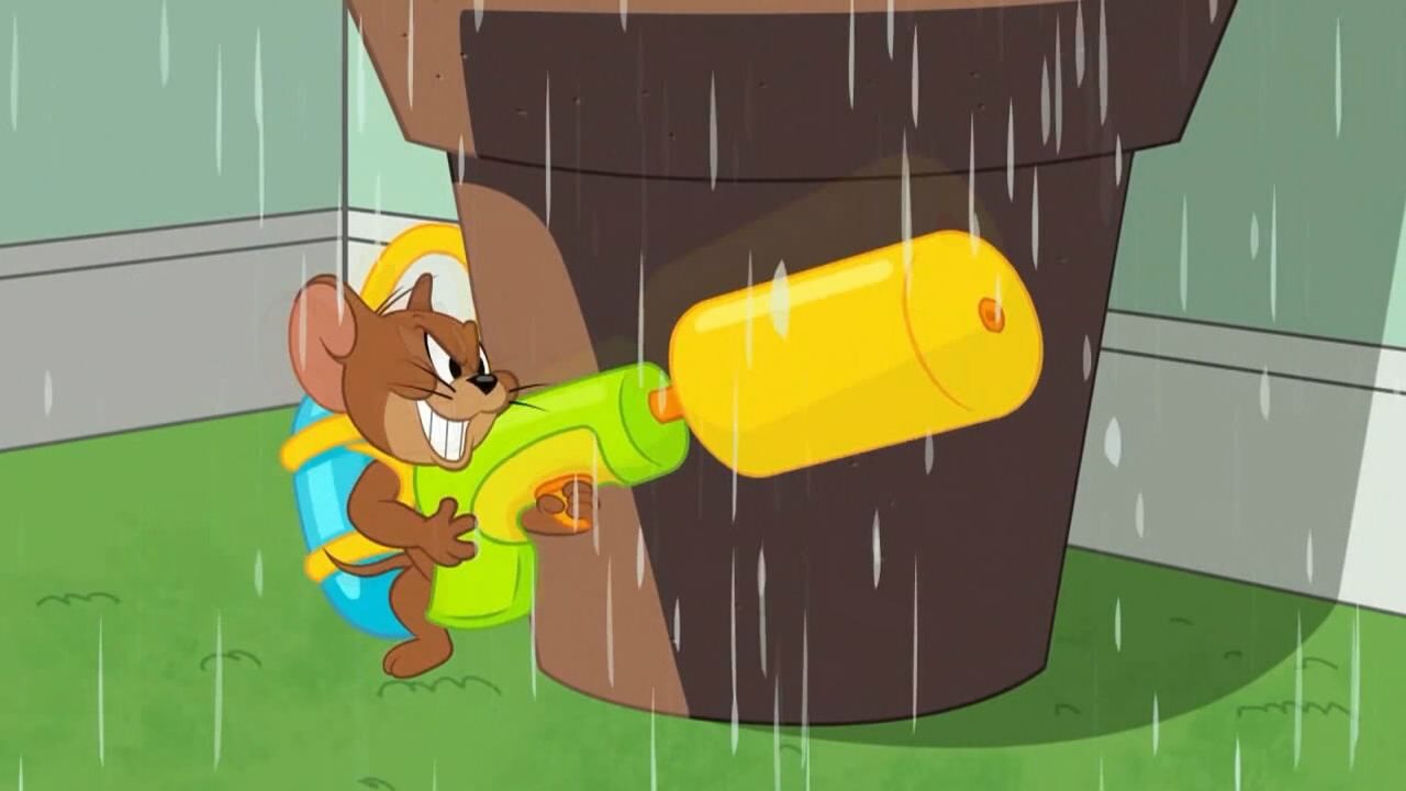 猫和老鼠杰瑞用高压水枪打压汤姆