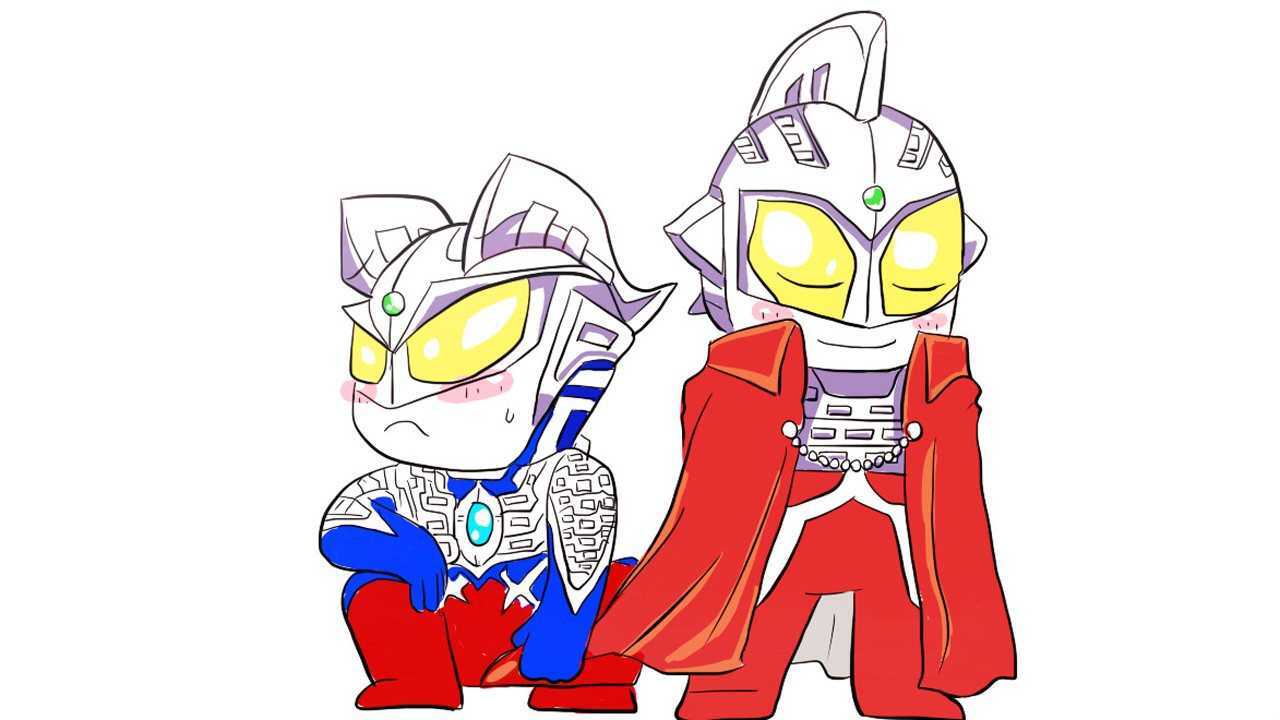 傲骄的赛罗奥特曼与赛文奥特曼儿童卡通简笔画