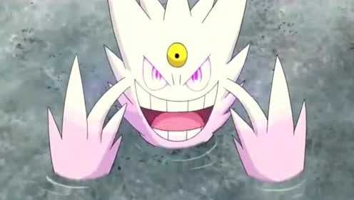 神奇宝贝,耿鬼mega进化!全身变成白色的小精灵被小智遇到了