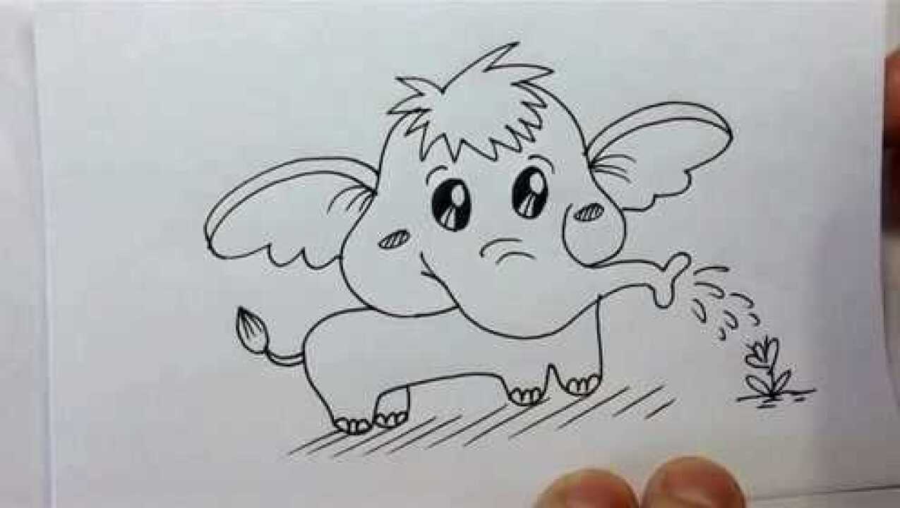 儿童简笔画教程之动物篇简单的大象画法一分钟学会画可爱大象