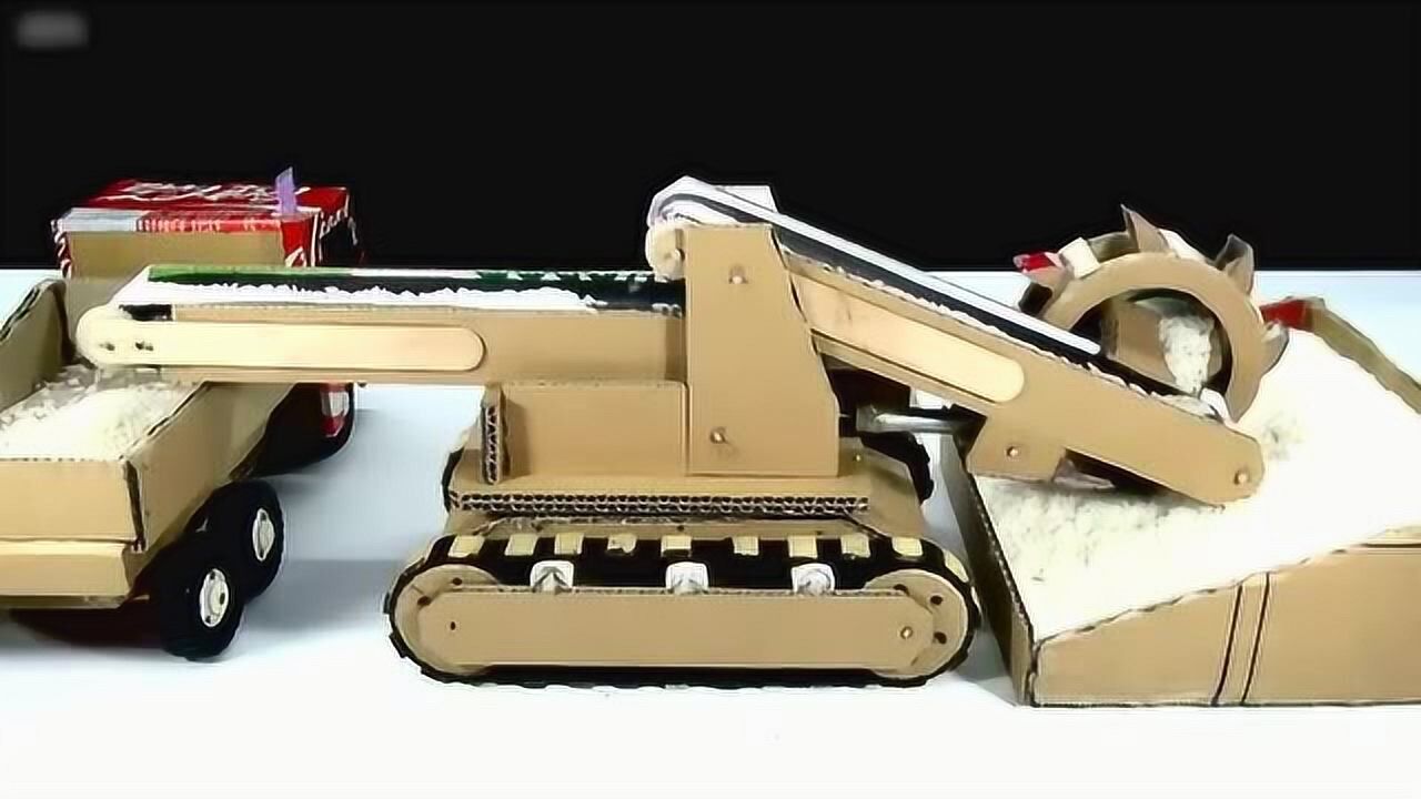 纸板制作斗轮挖掘机模型,很好的演示工具!