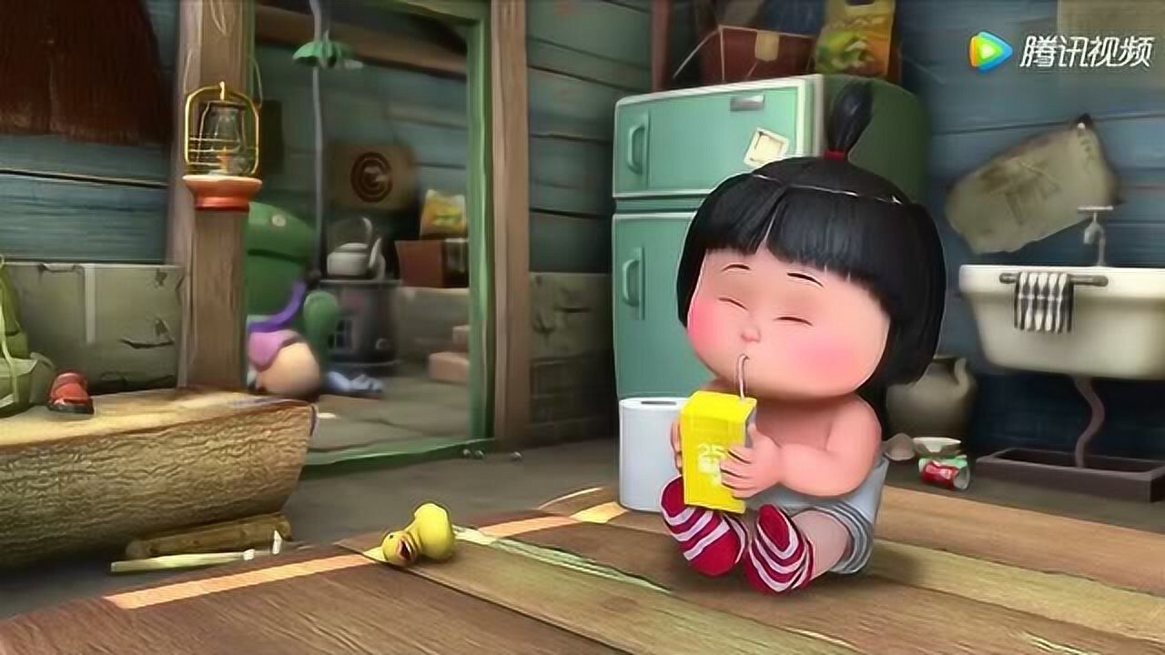 熊出没光头强给嘟嘟换尿布最后竟然把尿布弄到自己脸上了