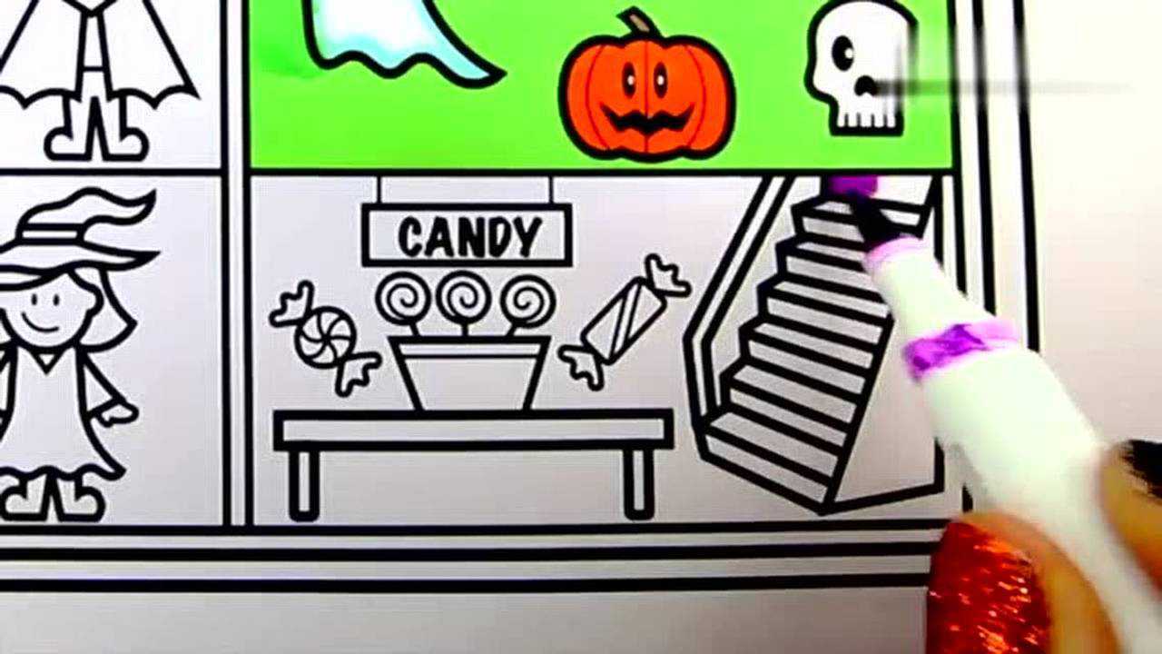 儿童早教绘画视频教孩子们绘制一个万圣节鬼屋