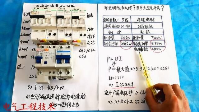 3P空调该用多大线?配多大的空开或漏保?方法教给你,配线不求人!