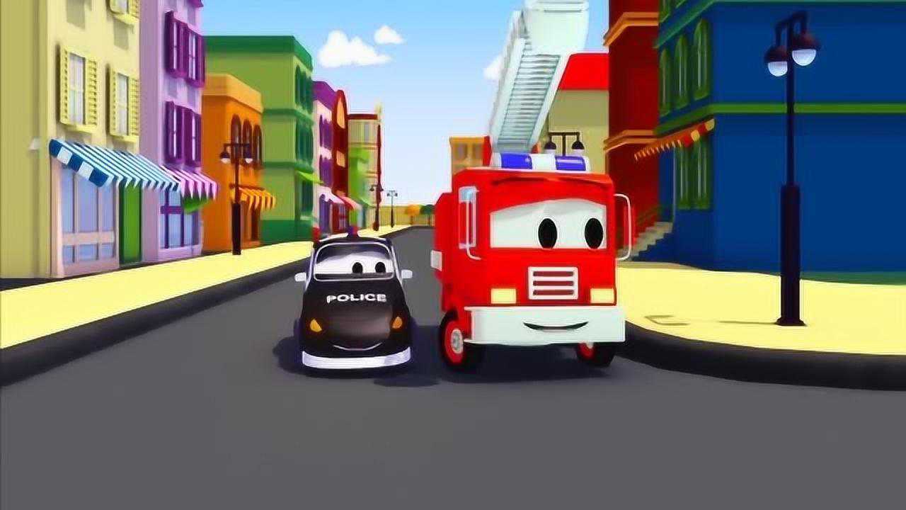 警车马特和消防车弗兰克又出来巡逻了!