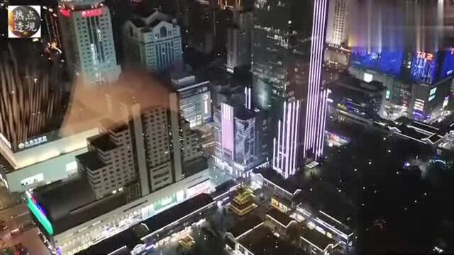 鸟瞰无锡市区夜景