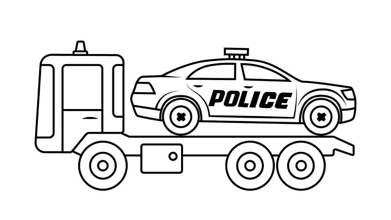 儿童简笔画:拖车拖走了故障警车