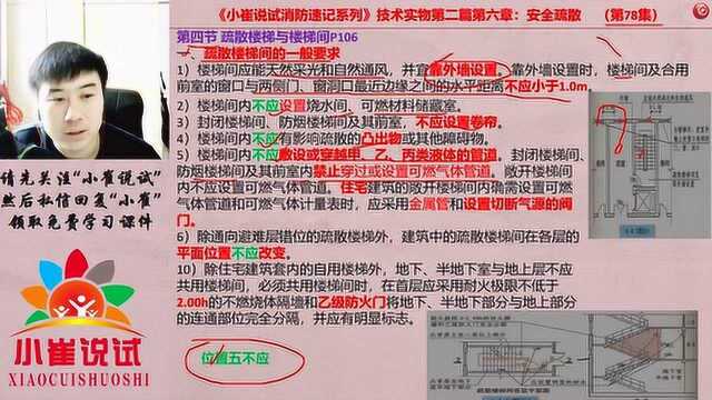 小崔说试第78集:消防疏散楼梯设置的6条规定,5个不应该