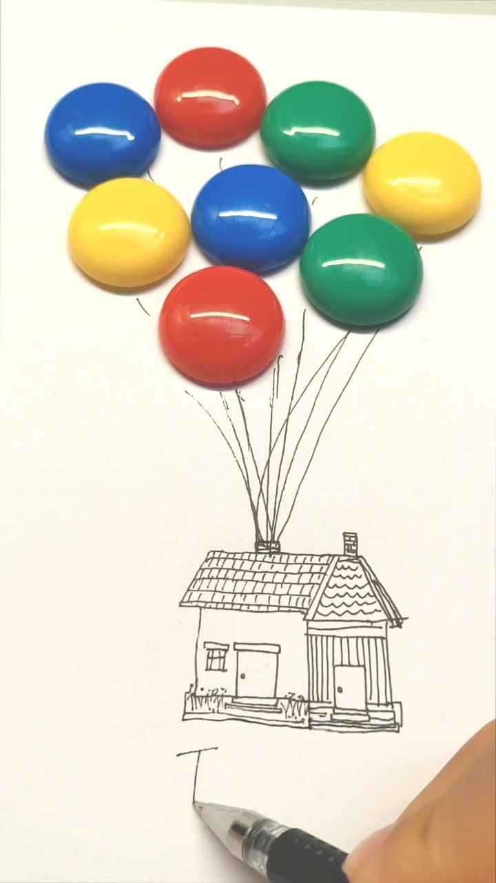 创意签字笔画,飞屋环游记