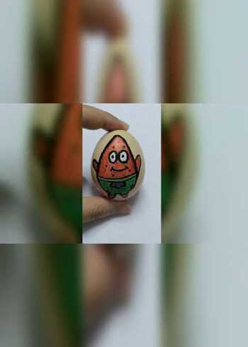 水彩笔加鸡蛋壳画的派大星可爱吧!