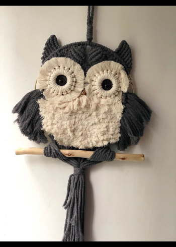 手工编织猫头鹰挂毯