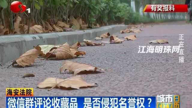 海安法院:群里评价收藏品是否侵犯名誉权?