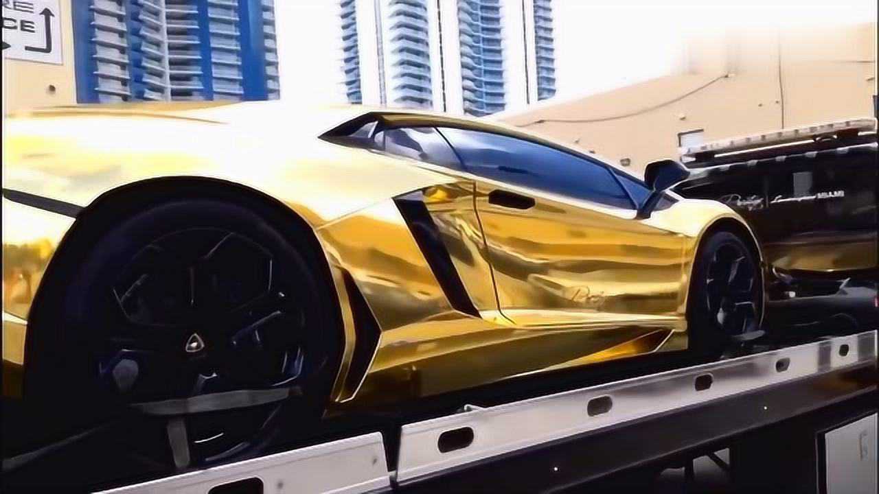 全球首辆24k纯金打造兰博基尼大牛外观看着霸气十足