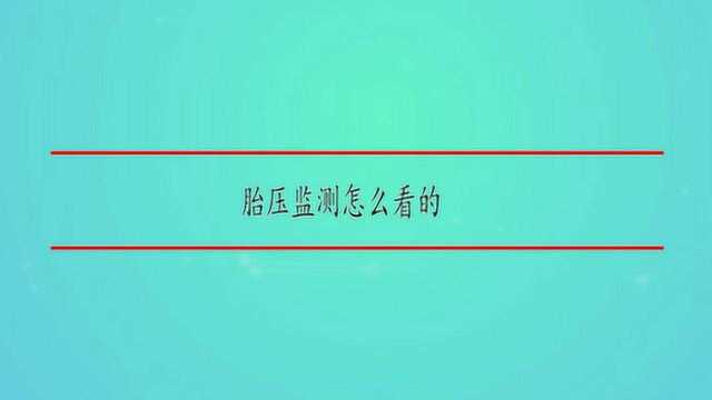 胎压监测怎么看的