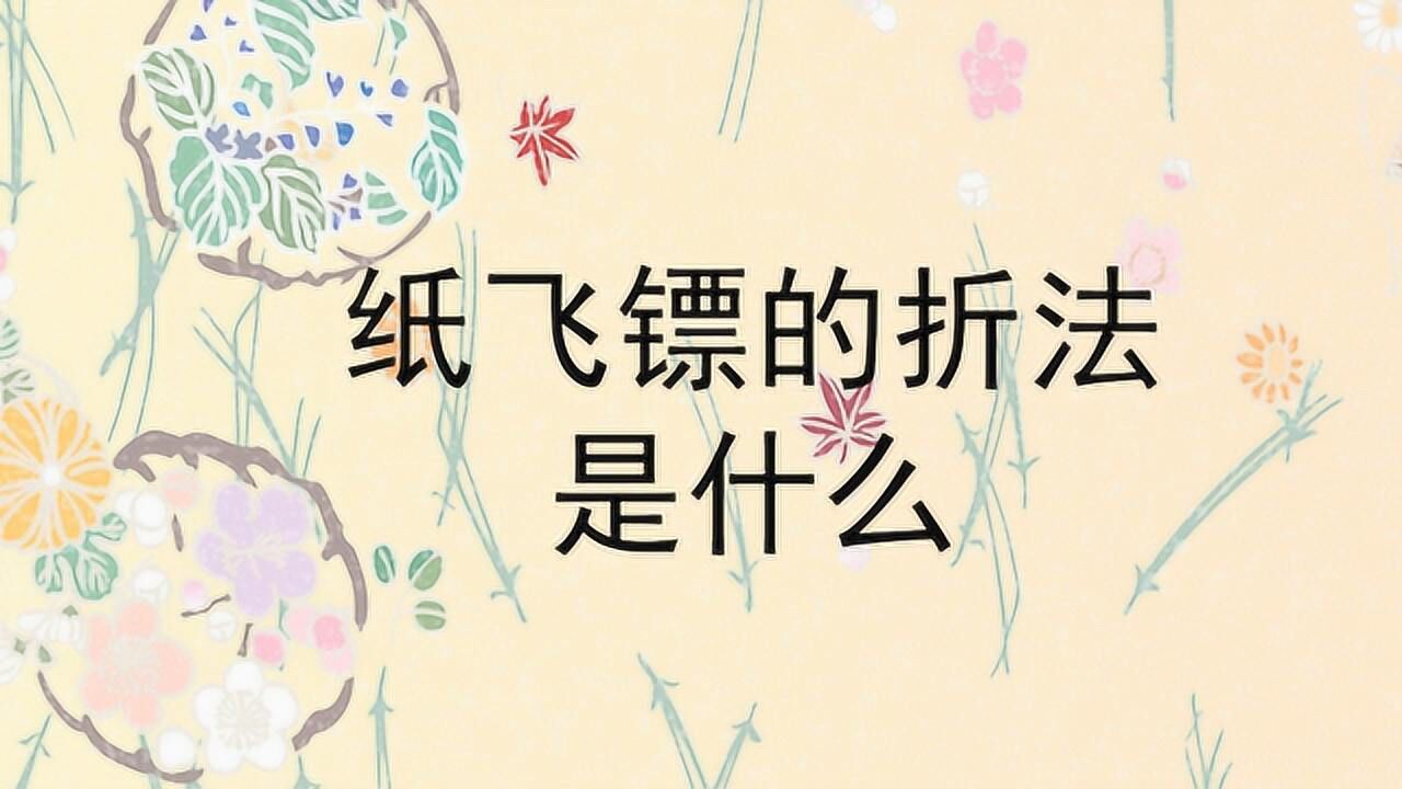 纸飞镖的折法是什么?_腾讯视频