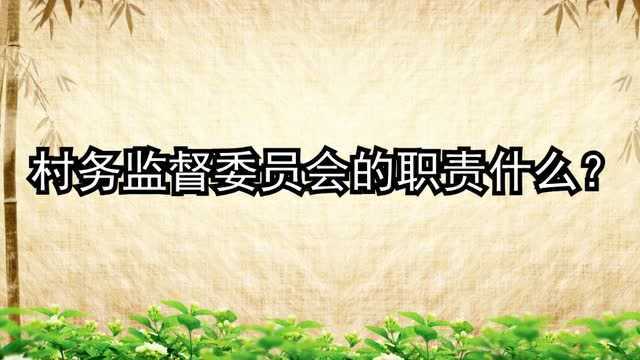 村务监督委员会的职责什么?