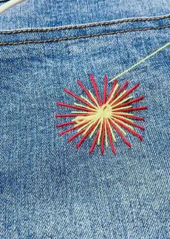 牛仔裤后面的口袋可以这样缝起来,是特别的好看