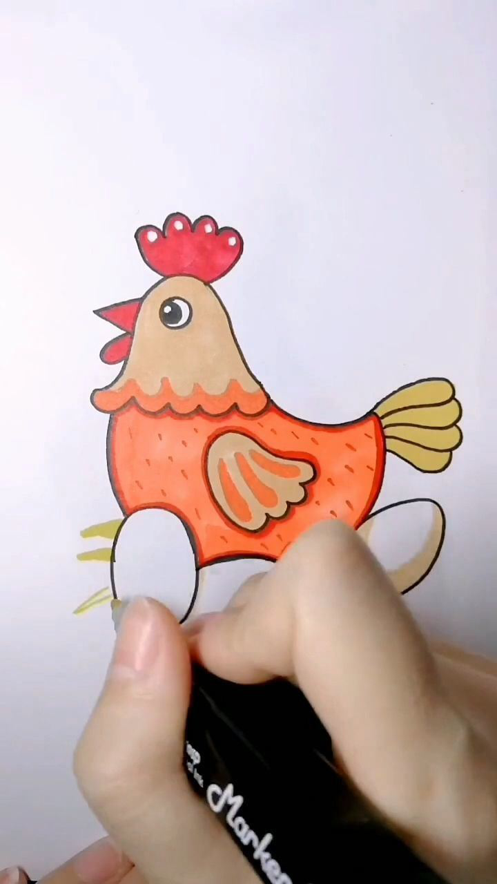 教你画一只孵蛋的老母鸡,赶快学会了去教自己的孩子吧
