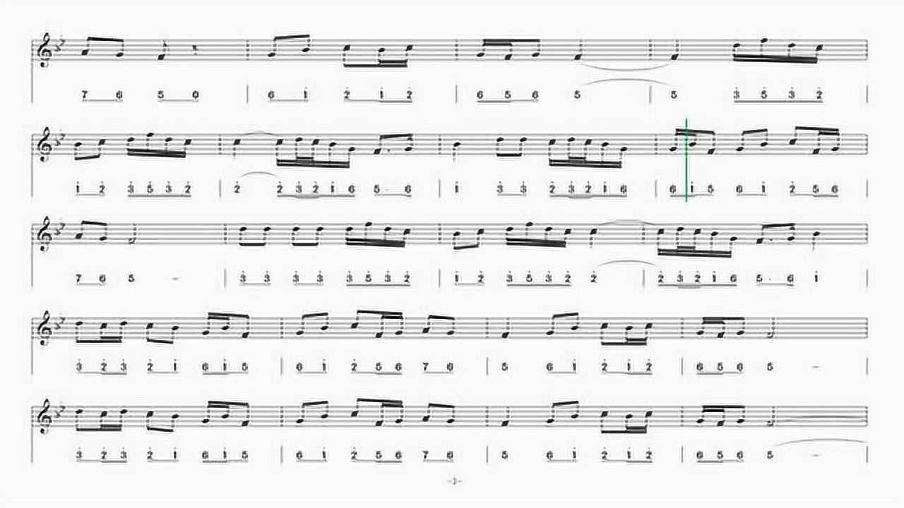 动态乐谱《山歌好比春江水》简谱 五线谱_腾讯视频