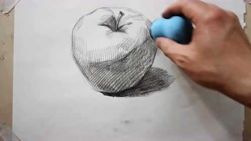 素描单个静物  苹果