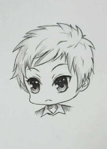 手绘q版动漫人物素描头像全过程