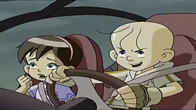 三毛历险记:三毛和伙伴们在崎岖的山路上进行碰碰车比赛