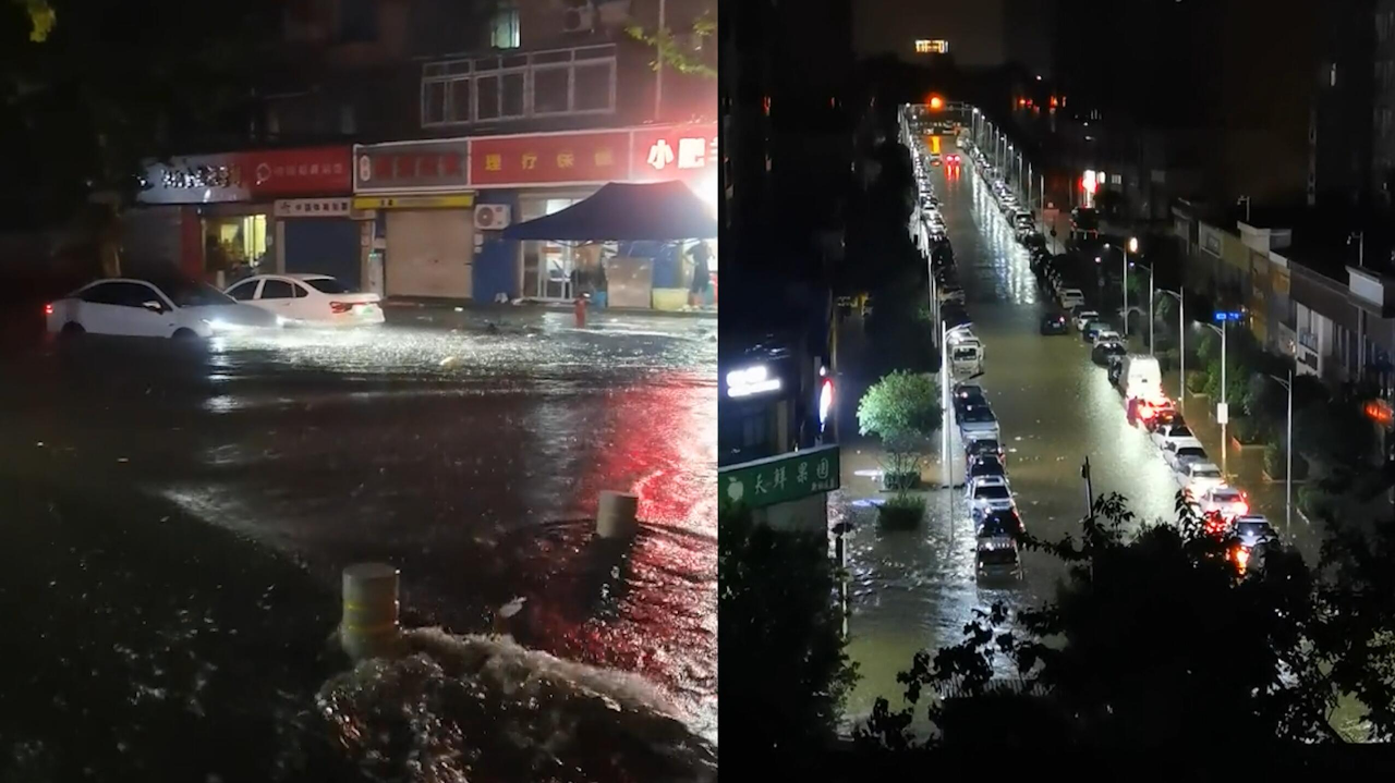 瓢泼大雨夜间图片