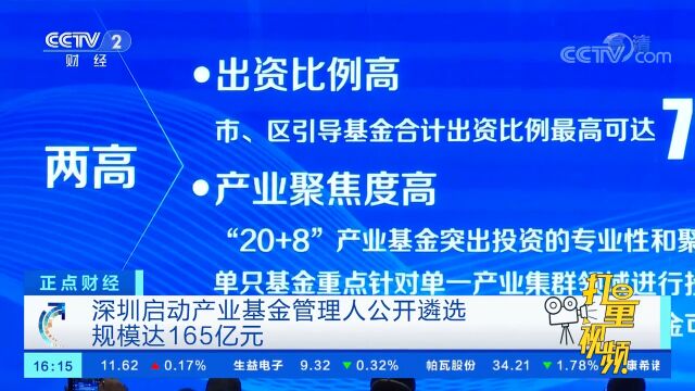 深圳启动产业基金管理人公开遴选 规模达165亿元