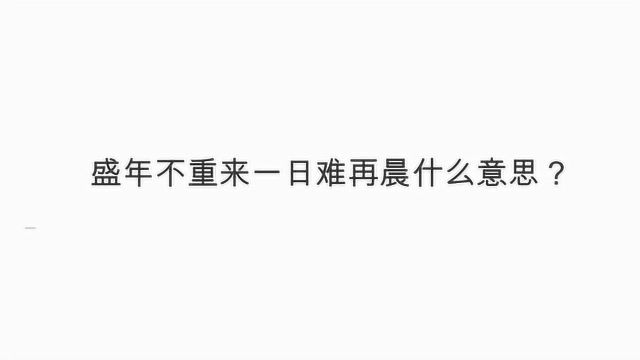 盛年不重来一日难再晨什么意思?