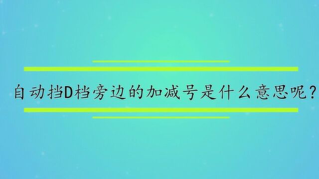 自动挡加减号是什么意思呢?