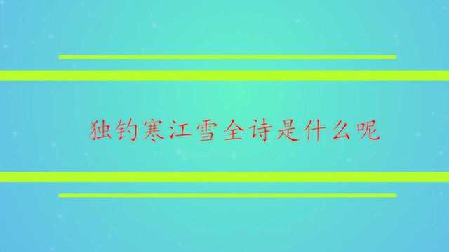 独钓寒江雪全诗是什么呢