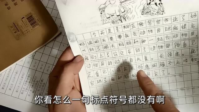 小学生写200字作文,从头到尾就3个标点符号,妈妈读着都费劲