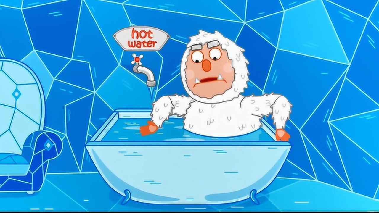 北极熊洗澡被冻住,还好小狮子及时赶到,最终化险为夷!