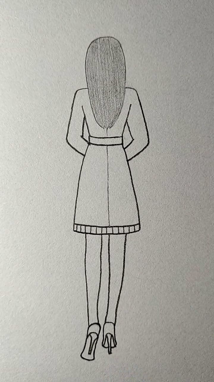 几笔画个漂亮的美女背影完美