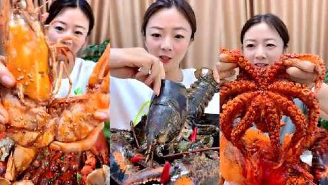 吃播一家人：吃播大美女吃海鲜，一口一口吃的真香，馋到我了_高清